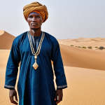 Nomadic Attire**

A Nigerien nomad, fully clothed in traditional robes and a turban, standing in a vast desert landscape with sand dunes, appropriate attire, safe for work, perfect anatomy, natural proportions, professional photography, high quality, family-friendly, modest clothing.

**