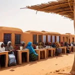 니제르의 IT 및 기술 산업 현황 - **Prompt:** A dynamic and hopeful scene in Niger, depicting the "digital blossoming in the desert." ...