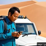 니제르와 말리 간 여행 가능 여부 - A detailed scene of a safe travel preparation for a Sahara Desert trip in Niger or Mali, featuring a...